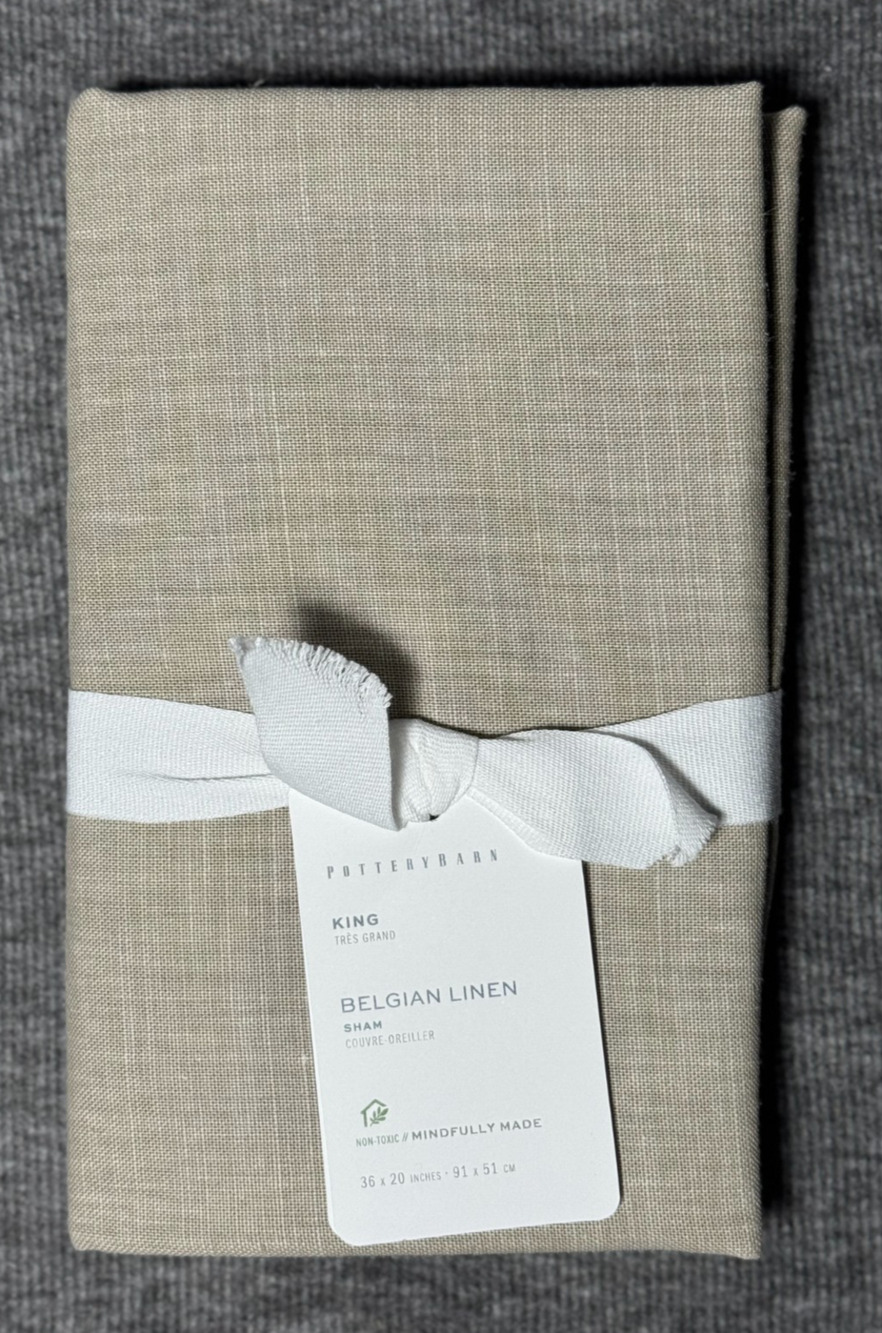 Pottery Barn Belgian Linen KING Sham Natural Flax 36 x 20